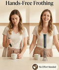 Hands Free Milk Frother Wand With Stand Low Noise Rechargeable Electric Frother With Stainless Steel Shaft for Stable Frothing