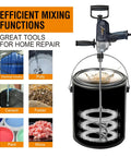 Heavy Duty 9A Handheld Concrete Mixer Drill Mixer With Spade Handle Variable Speed Mud Cement Mixer displayed with mixing functions