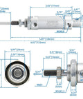 Technical diagram of Compact 16mm Bore Pneumatic Air Cylinder, 25mm Stroke, Double Acting, Single Rod with dimensions and M5 ports