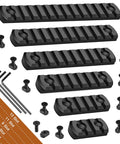 Aluminum Single Sided Picatinny Rail System In 3 5 7 9 11 And 13 Slot Sizes With 13 T Nuts And Screws And 3 Allen Wrenches