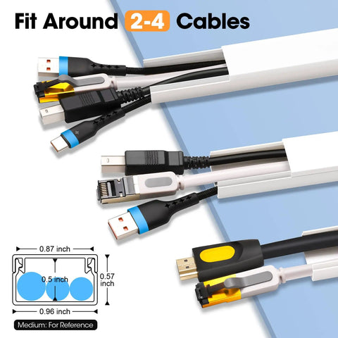116 Inch Cord Hider Kit For Wall Wires And TV Cables Paintable Cable Raceway With 0.96 Inch Width And 0.57 Inch Height