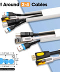 87 Inch Cord Hider Kit For Walls And TV Cables with multiple cables inside, showing dimensions and cable fit capacity.