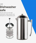 Double Walled Stainless Steel French Press Coffee Maker 44 Oz Extra Large Polished for Commercial Use Camping and Tea Press