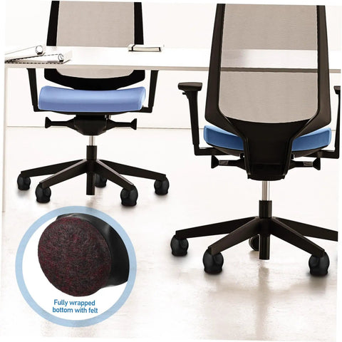 Office chairs on caster cups with detailed inset of Ten Pack Caster Cups For Rolling Furniture Nonslip Floor Protectors TPE Wheel Stoppers For Carpet And Hardwood Floors Easy Install Chair Leg Protection Prevent Scratches And Slips.