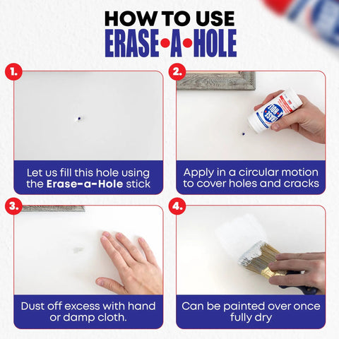 Steps for using Fast Drywall Repair Putty For Quick Wall Hole Fill In Drywall Plaster Or Wood It Smooths Nail Holes Cracks