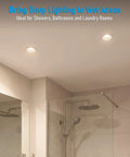 TORCHSTAR 6-Pack 5CCT 4 Inch LED Recessed Lighting, Anti-Glare, CRI90 installed in a wet area, ideal for showers and bathrooms.