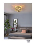 12 Inch Semi Flush Mount Crystal Ceiling Light With Matte Black Finish, 3 Light Modern Chandelier Fixture in Bedroom