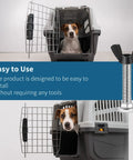 Dog in a pet carrier using M6 Pet Carrier Fasteners Set With 20 Plastic Butterfly Nuts And 20 M6 X 30 Stainless Steel Bolts For Dog Kennels