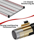 Badass Heavy Duty Adjustable Metal Wire Shelving Unit with Reinforced Carbon Steel Grid and V Brace Support for Garage or Pantry showing V-shaped bars and load bearing pole.