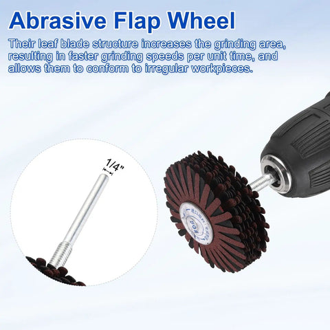 Two Pack Aluminum Oxide Flap Wheel Set, 3.2 Inch Diameter, One Quarter Inch Shank, 80 Grit Sanding Wheel for Woodworking
