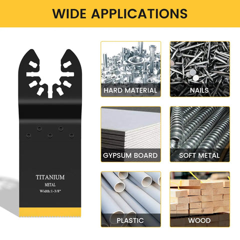 Titanium Coated Oscillating Multitool Blades Kit For Wood Metal Beefy Long Lasting Saw Blades Nail Screw Cutting Pro Grade Multi Tool Blades Set, applications