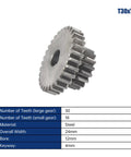 Fixed Duplex Gear Set For CJ0618 Mini Lathe High Precision Teeth T43xT31 And T30xT18 45 Carbon Steel M1.5 Module