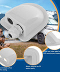 White dual cable entry housing for 2 Pack IP68 Waterproof Solar Cable Entry Glands, shown with RV and outdoor setting.
