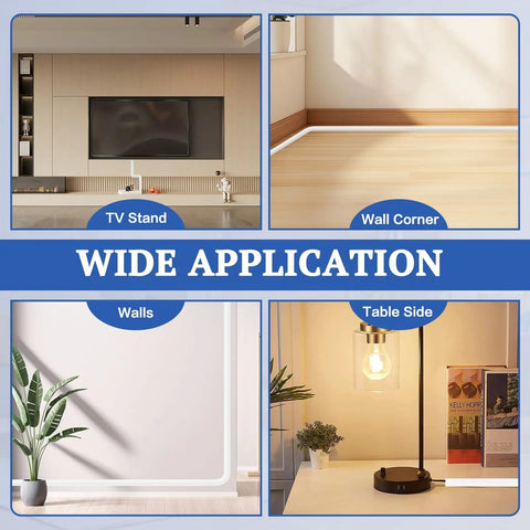 Wide application of 118 Inch Wall Cord Hider With Self Adhesive Silicone Cable Covers for various locations like TV stand, wall corner, and table side