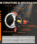 Heavy Duty Brushless Concrete Wall Cutter With Knockout RPM Motor And Thick Titanium Blade For Smooth Dust Free Deep Cuts On Slab Block Granite And Driveway Projects No Sweat Guaranteed, showcasing saw specifications and features.