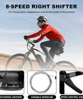 Cyclist using 8 Speed Right Thumb Shift Lever for MTB and Folding Bikes, V Brake Compatible, ergonomic trigger finger detail