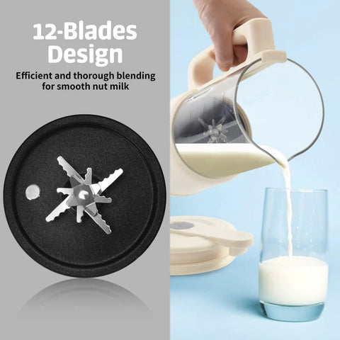 8 In 1 Nut Milk Maker With 40 Oz Capacity For Plant Based Milks Like Almond Oat And Soy Milk Auto Clean 12 Hour Timer Keep Warm Boil Low Noise Must Have Kitchen Gadget For Home Chefs And Everyday Use being used to pour milk