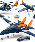 3 In 1 Fighter Jet Building Set with Gunship, Helicopter, and Plane, 738 pieces, ABS plastic models for kids 10 and up