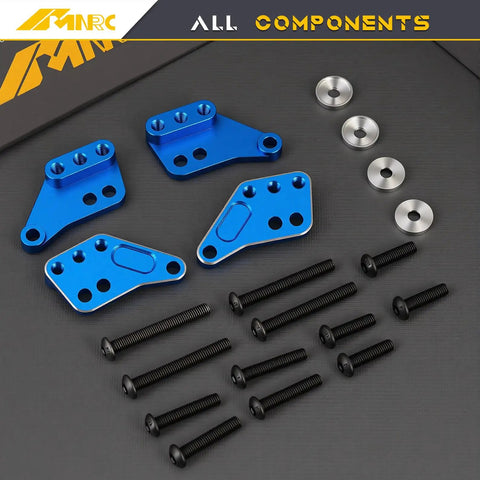 Front And Rear Shock Mount Plate Towers Heighten Kit For Maxx Slash One Eighth 4WD 6S And Maxx One Tenth 4WD RC Trucks Blue 4pcs