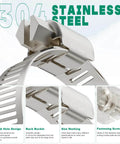 175 Pcs Stainless Steel Hose Clamp Kit With Eight Sizes From One Quarter Inch To Two Inches Adjustable Worm Gear Clamps Heavy Duty For Automotive Radiator Plumbing Fuel Lines Includes Socket Wrench And Screwdriver close-up of clamp design and features