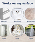 Easy Touch Up Paint Pens Refillable Wall Repair Kit displayed on various surfaces like drywall, furniture, wood floor, door, desk, and fence.