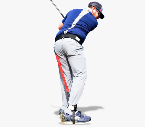 Golfer using Golf Swing Training Aid For Home Range Or Course Boost Driver Distance Iron Precision Ball Spin And Alignment