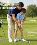 Instructor teaching child with Golf Grip Trainer Right Hand With Ergonomic Design To Correct Grip Posture, Improve Accuracy And Control