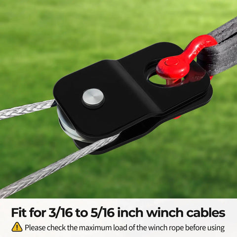 Beefed-Up 8000 Lbs Winch Snatch Block For ATV UTV Universal Heavy Duty Rope Pulley with black coating and rope
