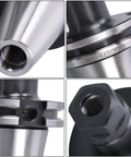 Close-up views of Ten Piece Collet Chuck Tool Holder Kit for CNC Milling and Drilling Machines ER16 Collets CAT40 Shank 2.76 Inch Capacity.