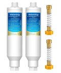 RV Inline Water Filter NSF Certified Reduces Chlorine Bad Taste And Odor With KDF And GAC Filtration 2 Pack Flexible Hose Protector