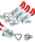 10 Piece Quick Release Toggle Clamp Set With Adjustable Anti Slip Push Pull Latch for secure one hand operation, red handles.