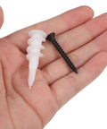 Heavy Duty Expansion Screws And White Plastic Wall Anchors Kit For Drywall And Concrete, 100 Sets With Enhanced Fixation, Stainless Steel Fasteners, Durable Mounting Accessories For Everyday DIY Projects, white anchor and black screw in hand