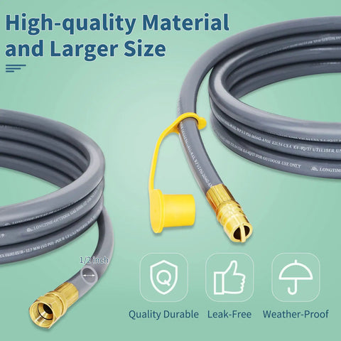 Heavy Duty 48 Ft Natural Gas Hose Extension Kit With Half Inch Quick Disconnects And Brass Adapters, Flexible Gas Line
