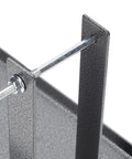 Close-up of heavy gauge aluminum bracket for Hella Sturdy Electric Planer Stand, featuring secure bolt and nut for reliable assembly.