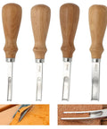 Pro Grade Leather Edge Trimming Bevel Tool Set Four Piece With French Bevel Knife Wide Mouth Edge Burnisher 4mm 6mm 8mm 10mm