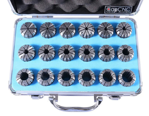 ER32 Collet Set From 3Mm To 20Mm By 1Mm Increments 18 Piece Set In Pro Grade Durable Aluminum Box Precision Ground In Blue Tray