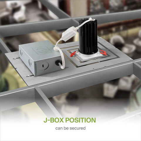 New Construction Recessed LED Mounting Plate With Square Holes, Adjustable 3-4-6 Inch Shallow Housing on ceiling frame