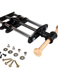 Nine Inch Quick Release Workbench Front Vise With Heavy Duty Cast Iron Body showing screws and hardware for installation.