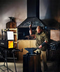 Blacksmith using Heavy Duty Blacksmith Forge Stand For Single, Double, And Three Burner Kits Heat Resistant Steel Propane Forge Stand