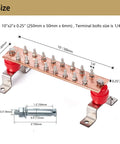 Heavy Duty 10 Inch Copper Ground Bar Kit with 900A Grounding Busbar and UL Recognized SM40 Insulators side view