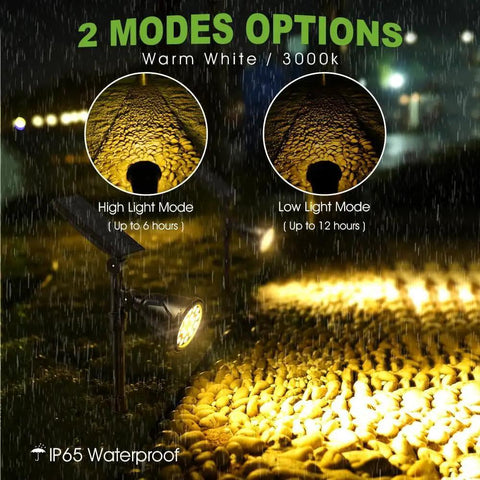 Solar Powered Outdoor Spot Lights 600LM Four Pack, Waterproof 18 Led Landscape Lighting With Auto On Off, Warm White
