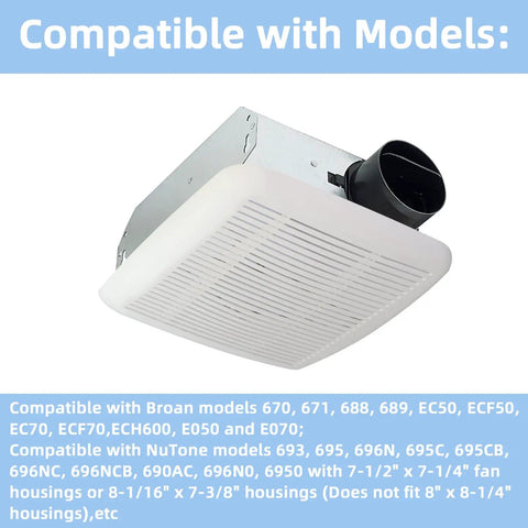 BKR60 Bath Fan Upgrade Kit With Replacement Motor And Grille For Series 696NR02 And Compatible Models Like 695 690NTA 693 671 670
