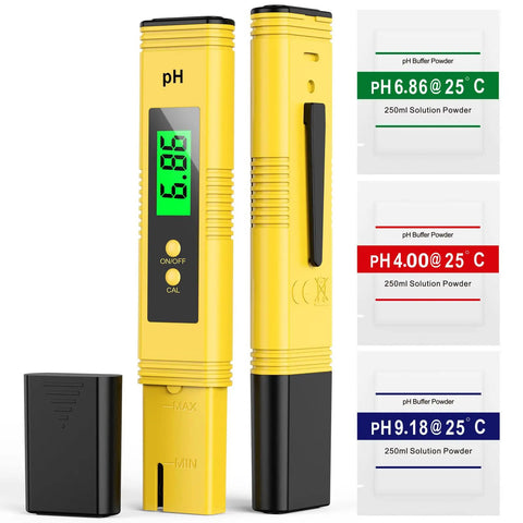 All Purpose PH Meter For Water With 0.01 PH Precision Digital Tester UL Certified Includes 3 Calibration Powders Handy For Home