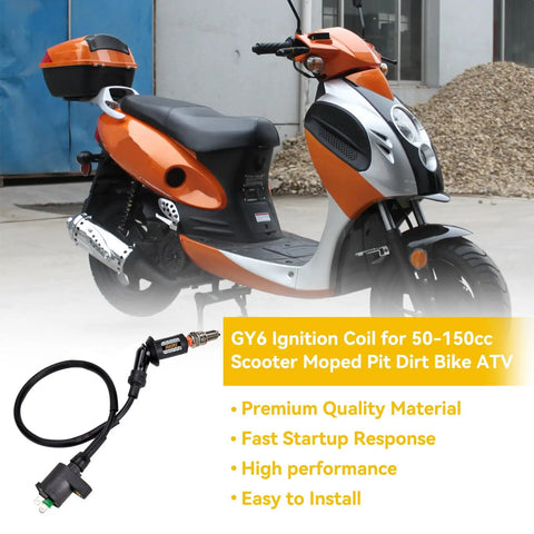 GY6 Ignition Coil Kit For 50cc To 150cc 4 Stroke Engines Fits Most Chinese Scooters Moped ATV Go Kart 139QMB 139QMA 152QMI 157QMJ Taotao Roketa SSR Sunl Jonway Vitacci Hammerhead Drop In Fit High Performance with orange scooter
