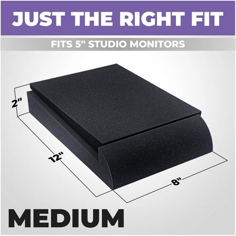 Angled Studio Monitor Isolation Pads For Speakers Five Inch High Density Foam Riser in medium size with dimensions 12x8x2 inches.