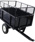 ATV Trailer Steel Dump Cart With 22 Cu Ft Capacity And 750 Lb Load, side view showing removable sides and reinforced steel construction