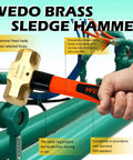 Brass Sledge Hammer With Fiberglass Handle Die Forged And Corrosion Resistant used on industrial pipes; 2 lb, 14 inch, DIN standard.