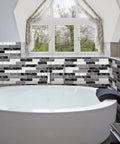 Modern bathroom with Peel And Stick Backsplash Wallpaper For Kitchen And Bathroom, Waterproof Self Adhesive Removable Tile Contact Paper
