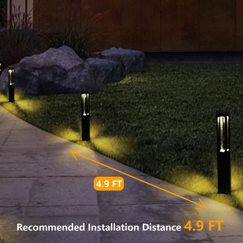Low Voltage Pathway Lights Kit 10 Pack With Wire Connectors 3W 12V LED Landscape Lighting demonstrating installation distance
