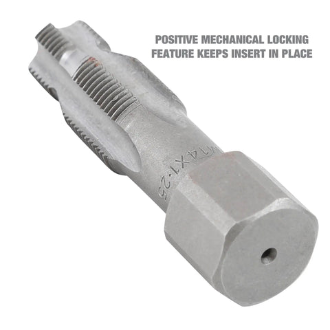Close-up of reamer from Workhorse Spark Plug Thread Repair Kit With 3 Inserts, 1 Reamer, And Swaging Tool For M14 X 1.25 Threads